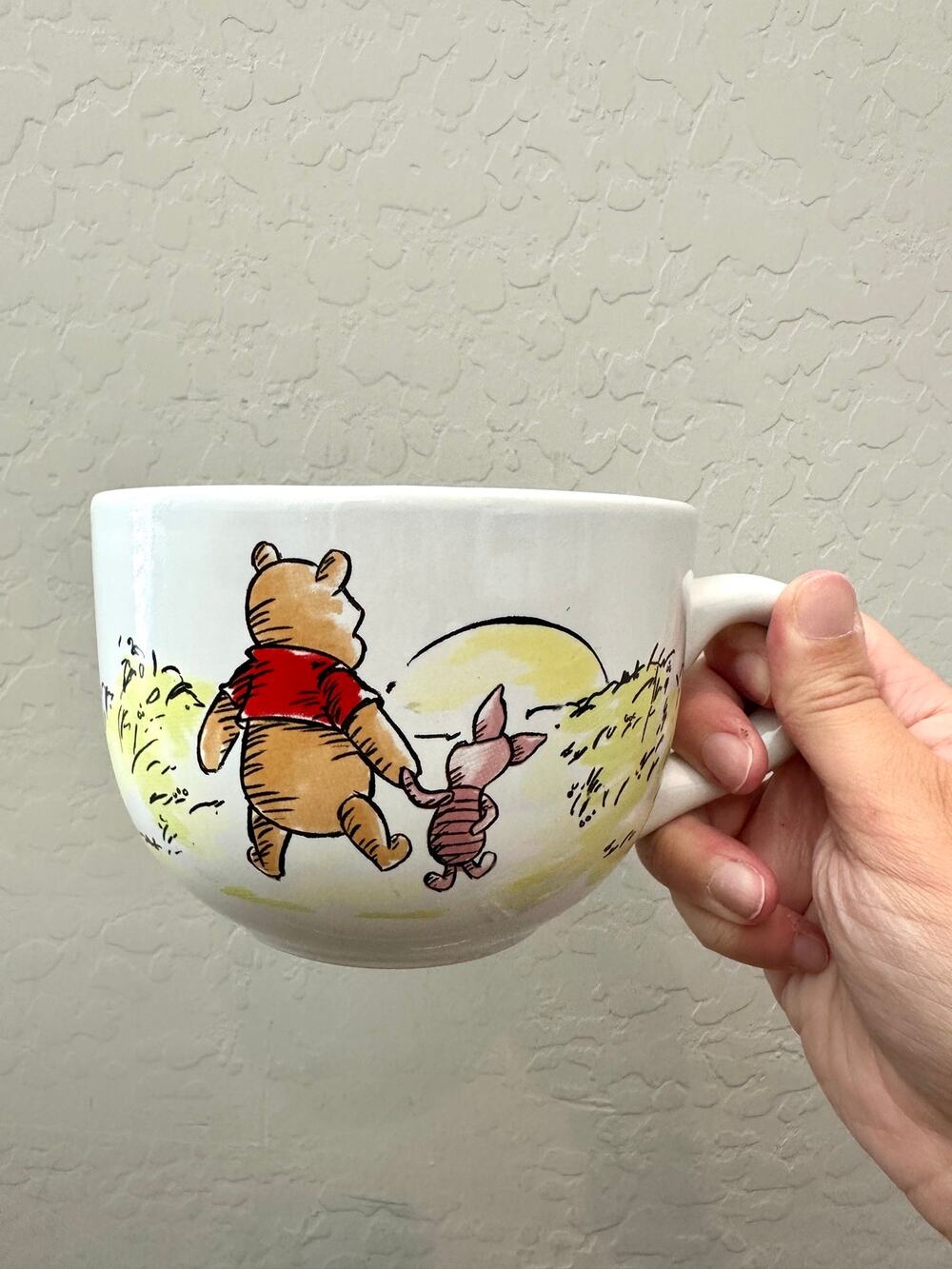 DISNEY Winnie the Pooh Oversized Soup Mug Tigger Eeyore Piglet Quote Cup